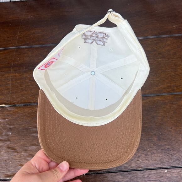 VTG Michigan Wolverines Snapback‎ Hat Tan Brown Leather Patch NCAA - Picture 8 of 9